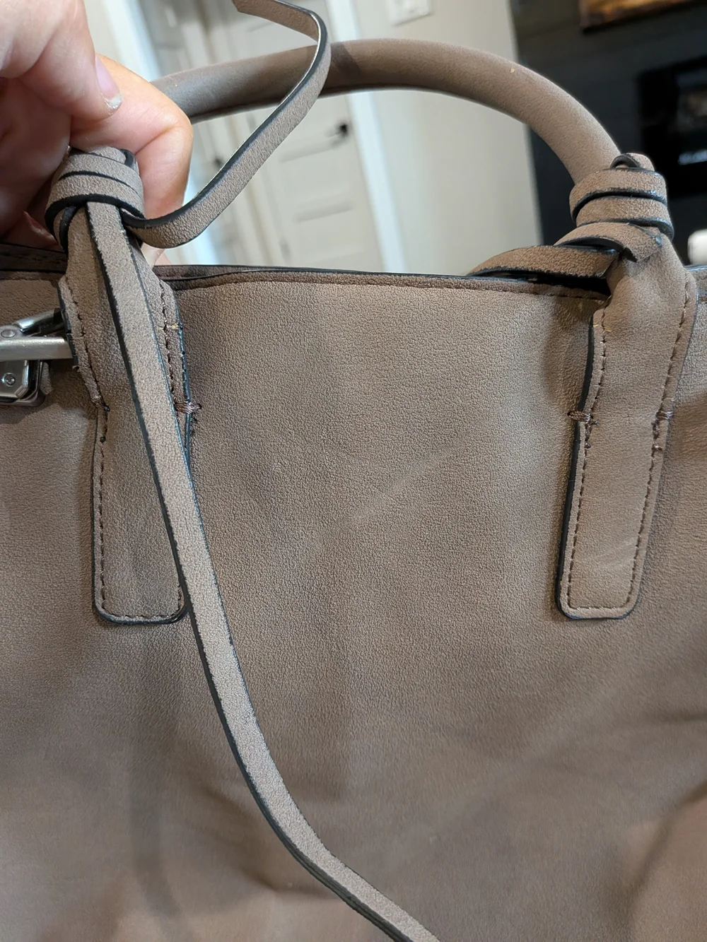 Zara Braided Side Topstitch City Tote Bag / Satchel Taupe